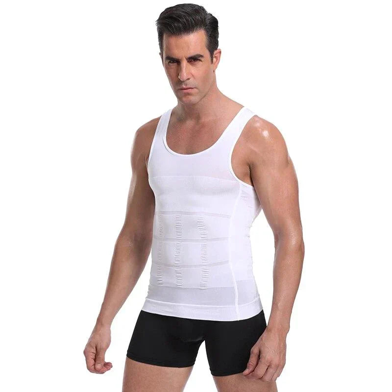 Unsichtbares Kompressionsunterhemd für Herren, hautfarben, sorgt für eine schlankere Silhouette.