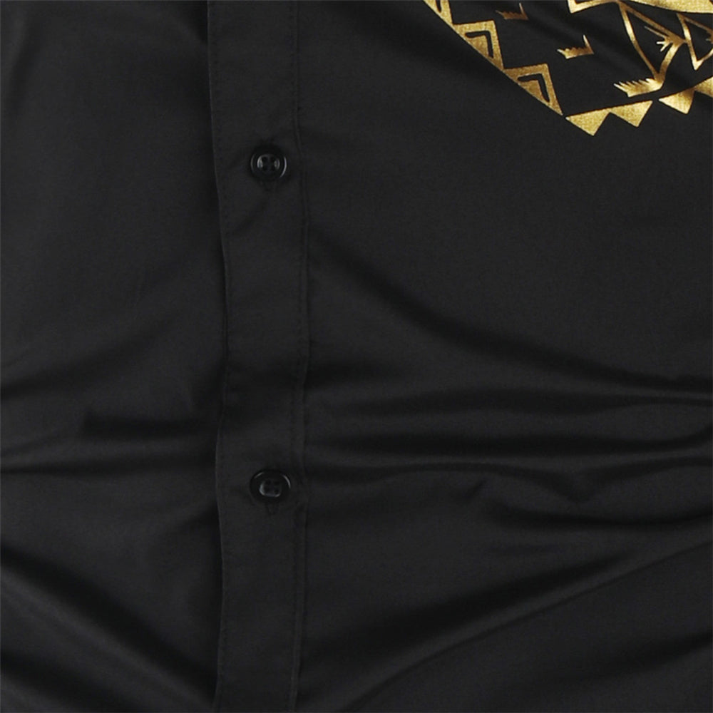 Herrenhemd "Darius" Slim Fit mit luxuriösen goldenen Akzenten; Statement-Männershirt für Partys.