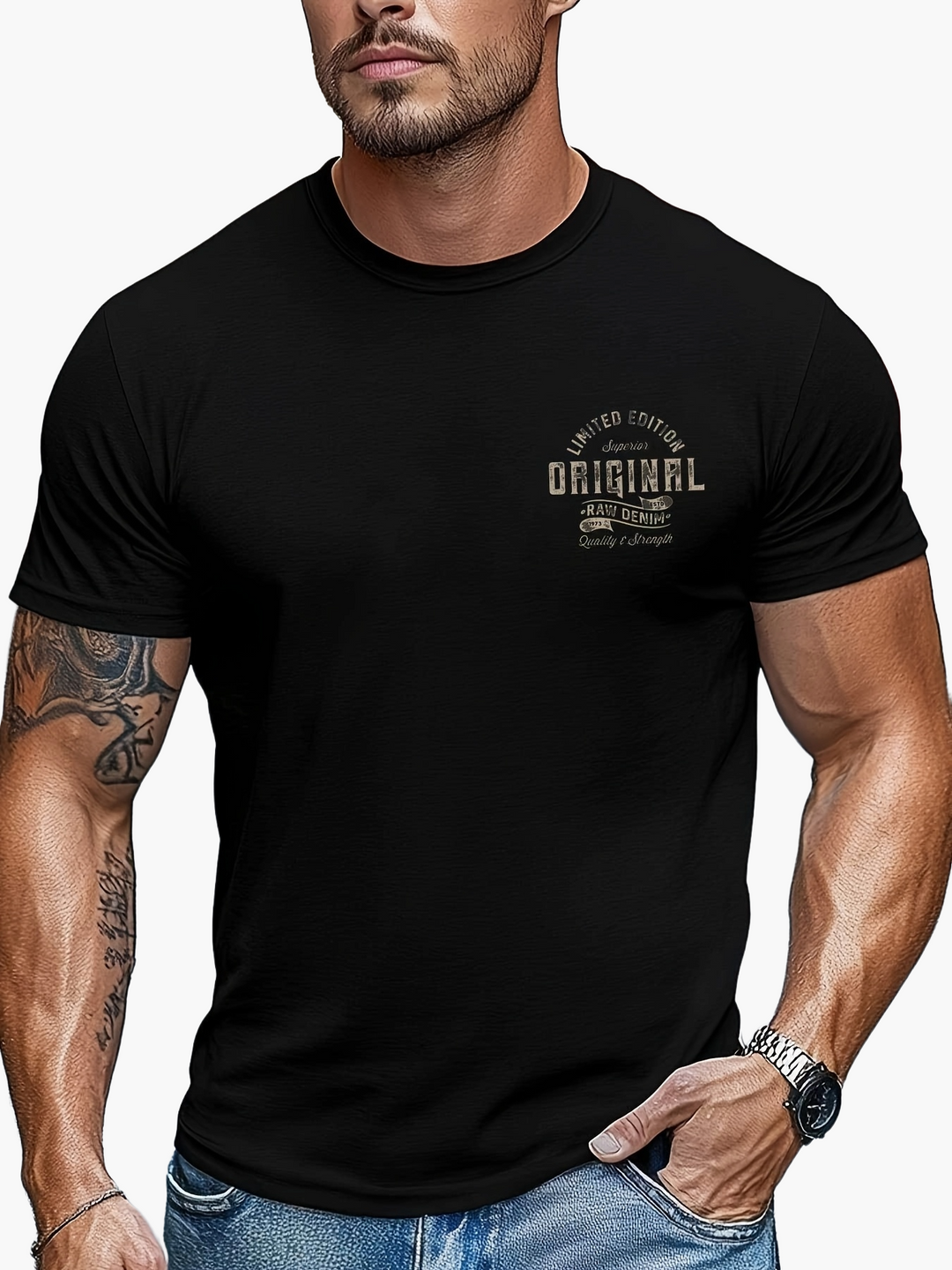 Herren T-Shirt für Streetwear-Fans, auffälliger Vintage-Print, bequemer Schnitt.