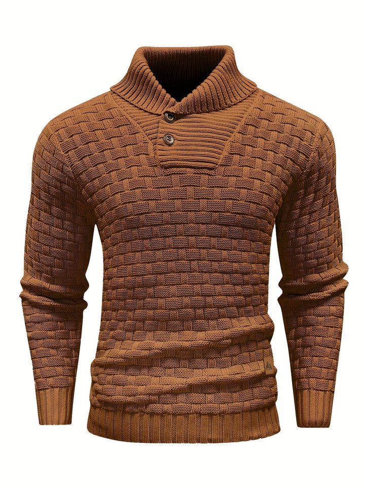 Hochwertiger Herren Pullover. Schalkragen, Waffelstruktur, perfekt als Winterpullover.