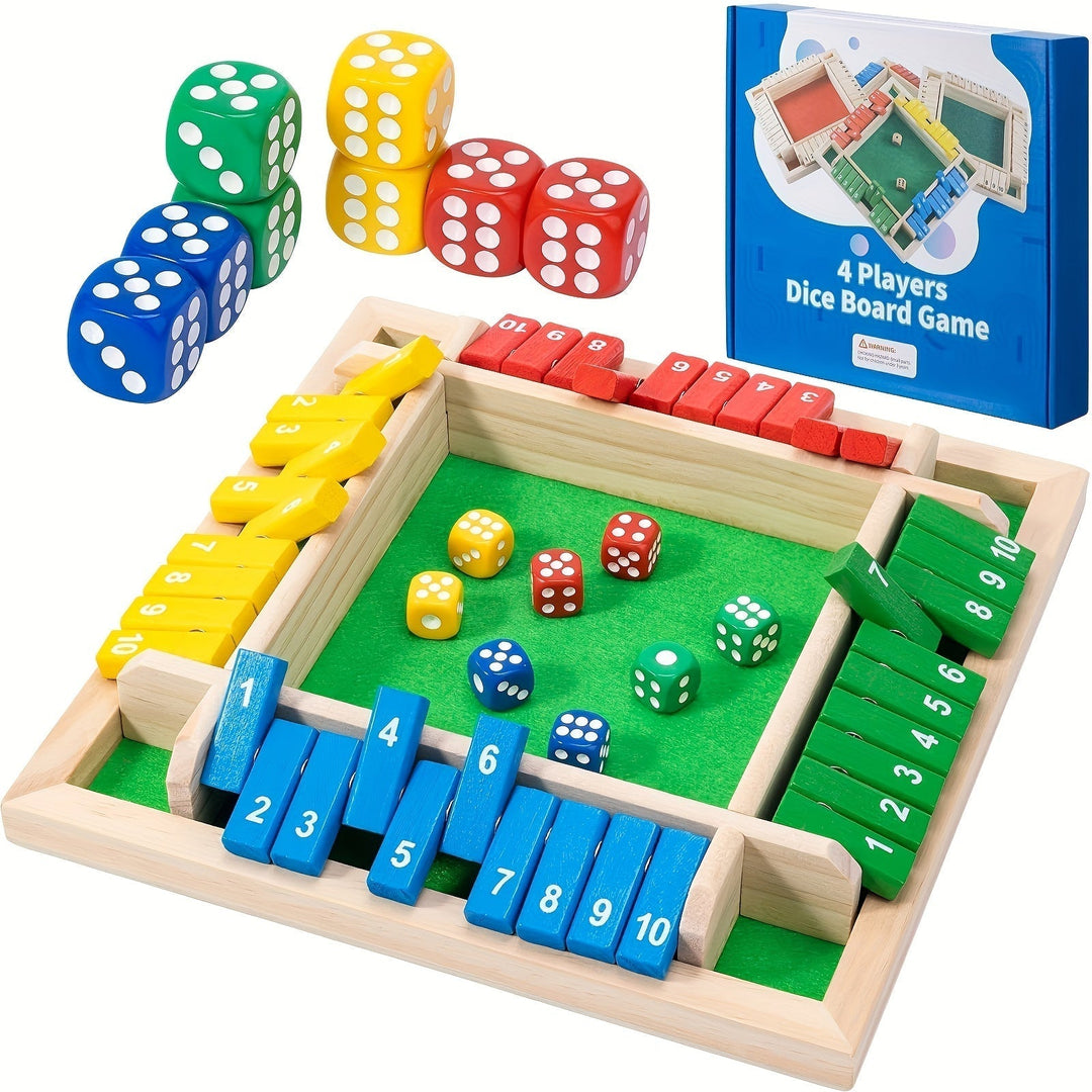 Klassisches Shut The Box Würfelspiel aus Holz für die ganze Familie; ideales Brettspiel für den Spieleabend.