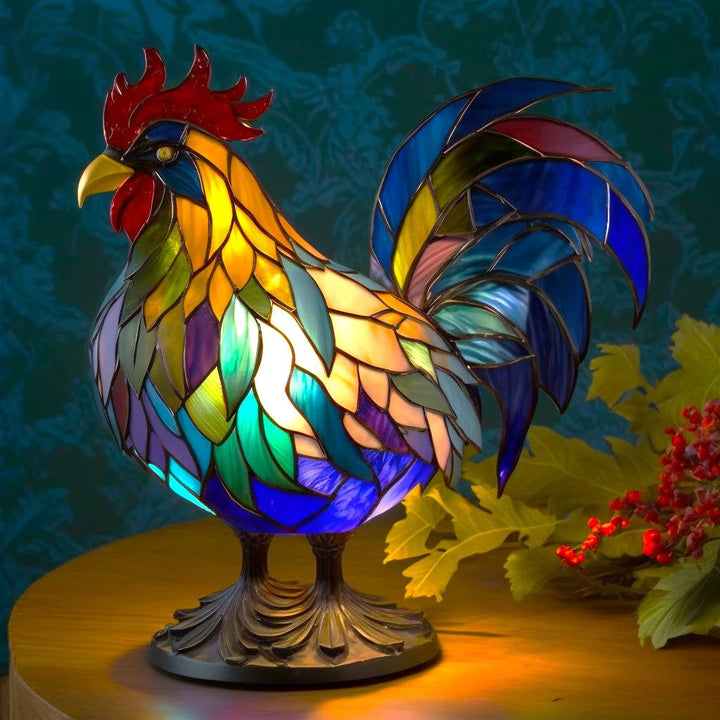 Kunstvolle Tierlampe aus Buntglas, einzigartige Dekoleuchte für Wohn- oder Schlafzimmer.