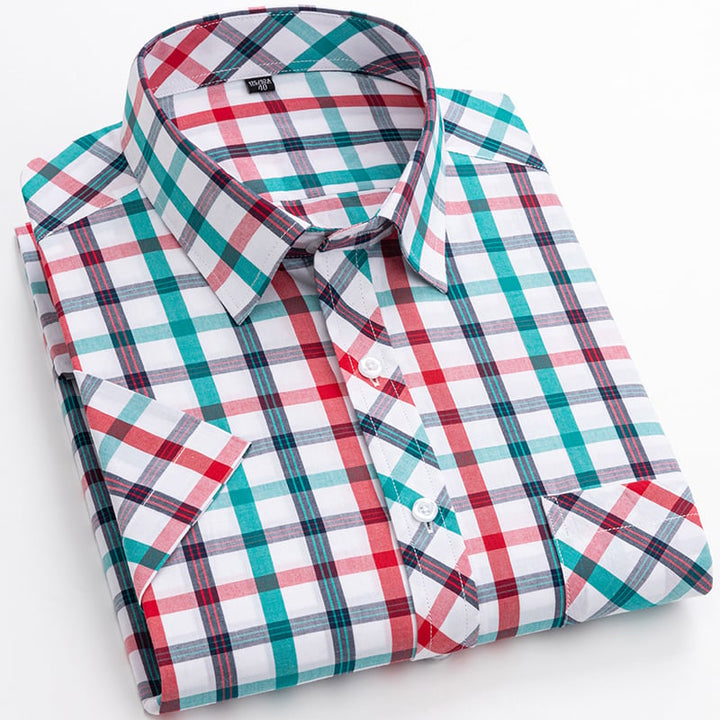 Hochwertiges Kurzarmhemd für Herren, Karomuster, atmungsaktiv, ideal für den Sommer.