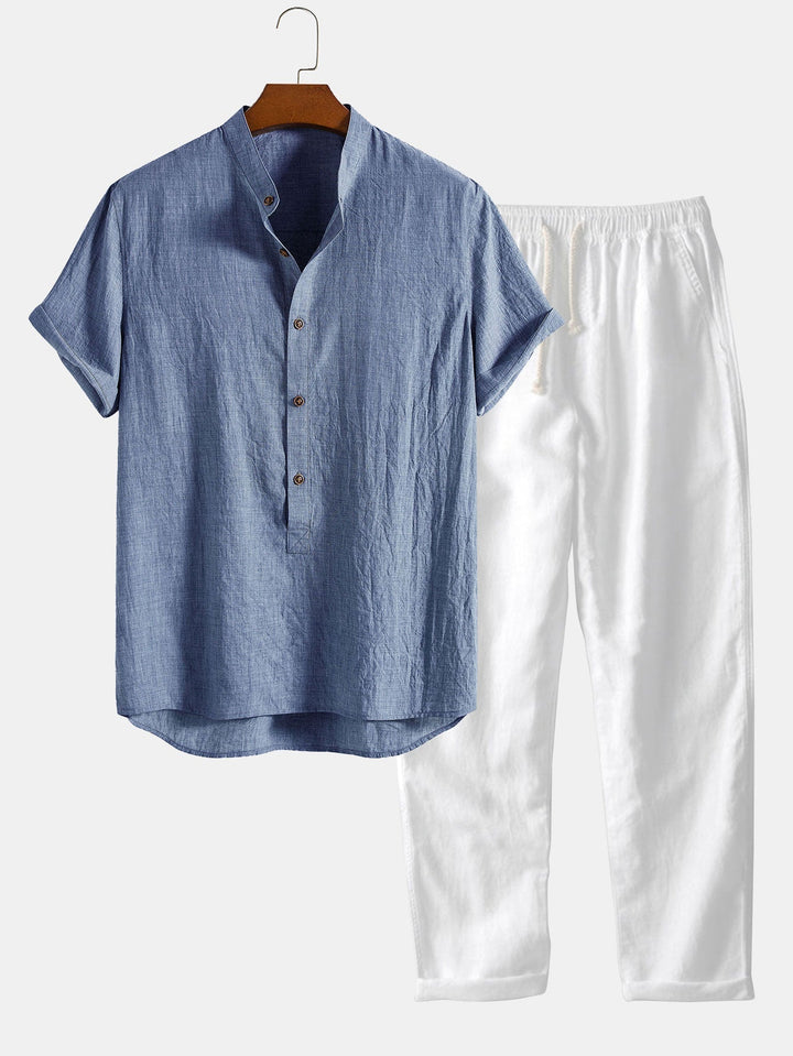 Stilvolles Herren Zweiteiler Set, moderner Freizeitanzug für Sommer, Urlaub & lässige Looks. Komfortabel.