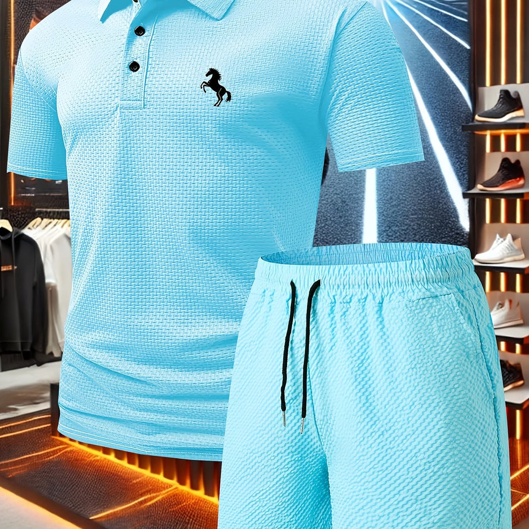 Stilvolles Herren Polo Set: Zweiteiler mit Kurzarm-Polo & passenden Shorts, ideal für Sommer, Freizeit & Urlaub.