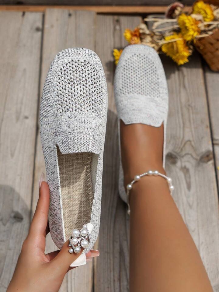 Elegante Damen Freizeitschuhe Isabella: Orthopädische Strick-Ballerinas, antirutsch, komfortabel & atmungsaktiv.