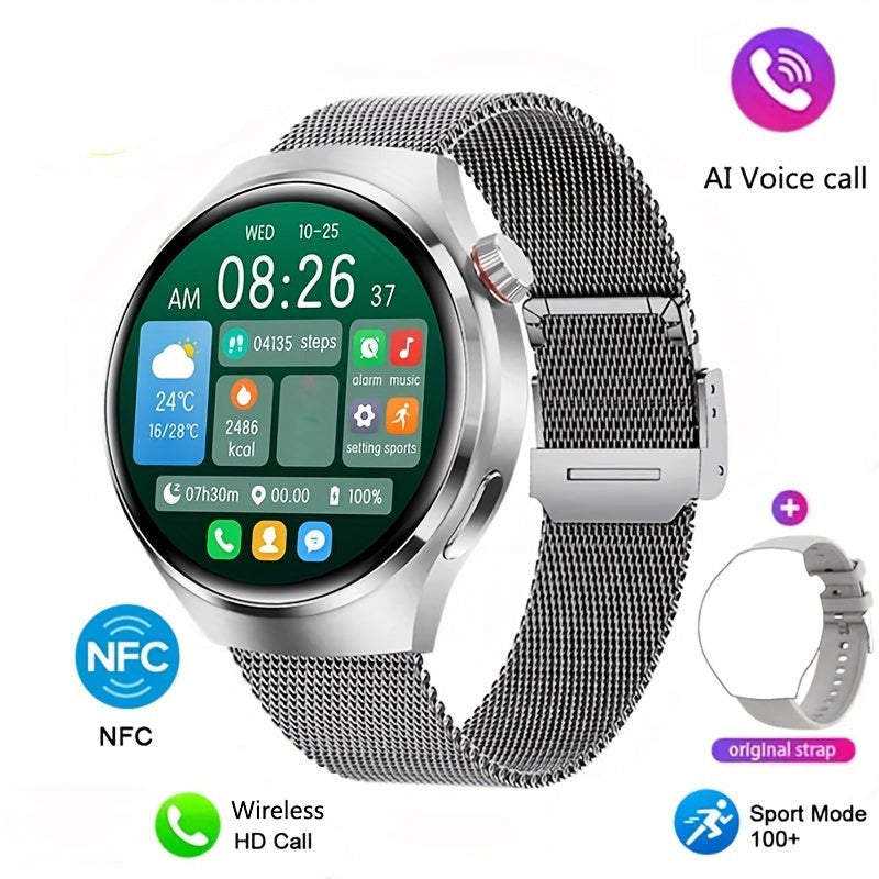 Detailansicht der Herren NFC Smartwatch Orion: Hochwertige Verarbeitung und Sensoren für Gesundheitsmonitoring.