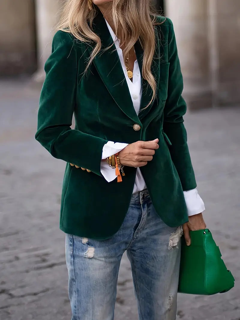 Damen Ein-Knopf-Blazer, klassisch und elegant, für Büro, Party oder festliche Events.
