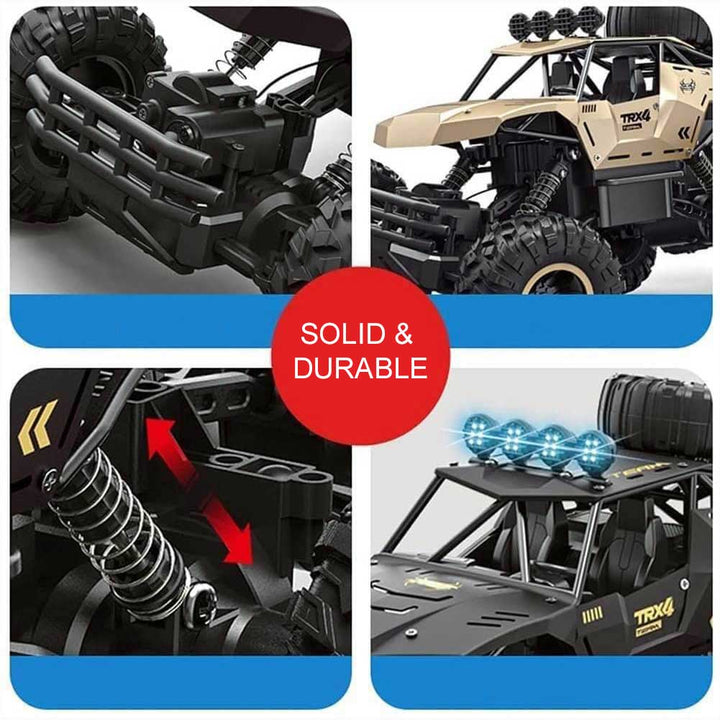 Nahaufnahme des ferngesteuerten 6-Rad RC-Monster-Trucks, bereit für spannende Offroad-Abenteuer der Kinder.
