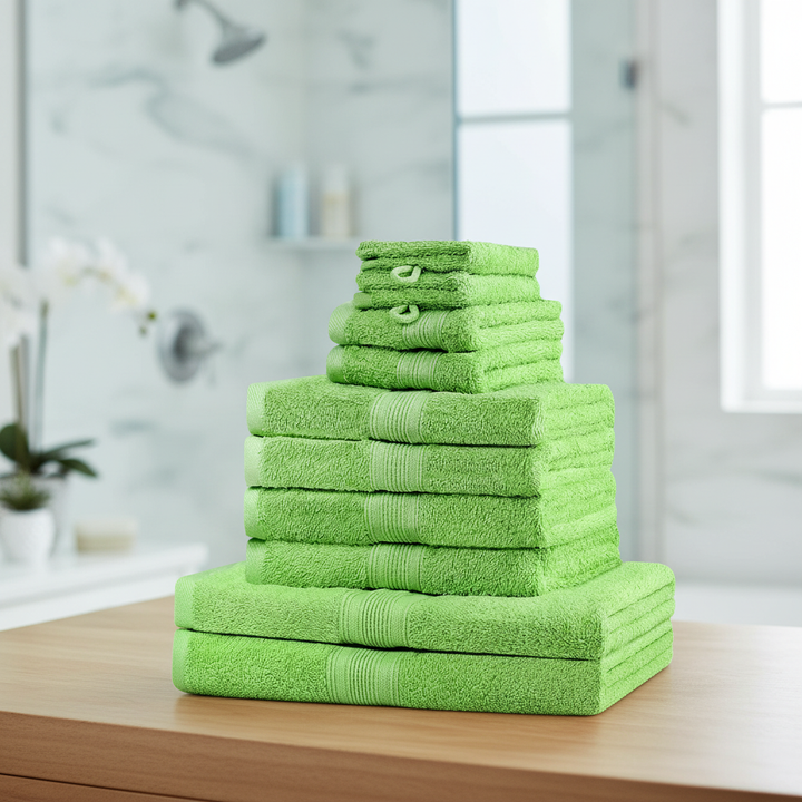 10-teiliges Premium Baumwoll-Handtuchset, weich & saugstark, für Bad und Gäste-WC. Ideal für Dusche & Hände.