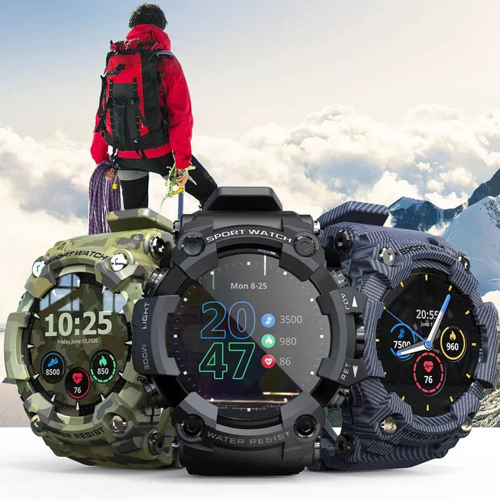 Stilvolle Herren & Damen Smartwatch. Robust, wasserdicht & mit Touch Display. Ideal für jedes Outdoor-Abenteuer.