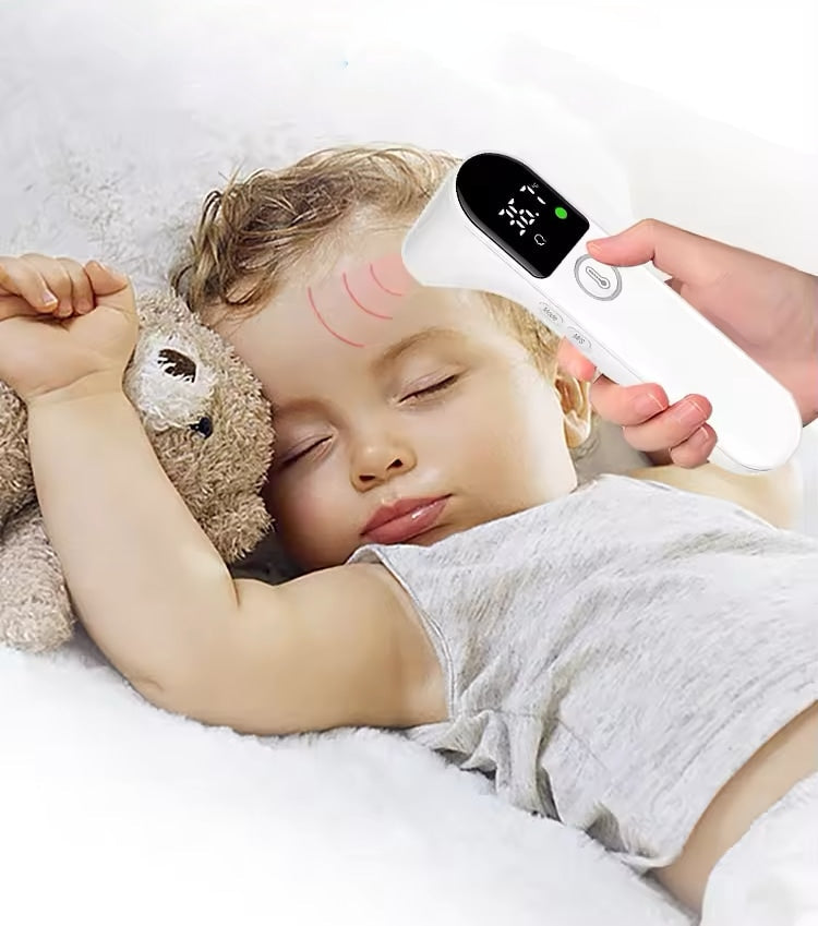 Berührungsloses Infrarot-Fieberthermometer für hygienische Temperaturkontrolle bei Babys und Erwachsenen.