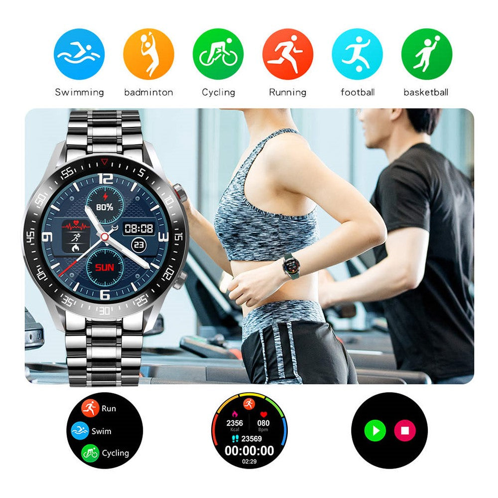 Smarte Armbanduhr mit Bluetooth, Schrittzähler, Herzfrequenzmesser & Benachrichtigungen. Technik-Geschenk.