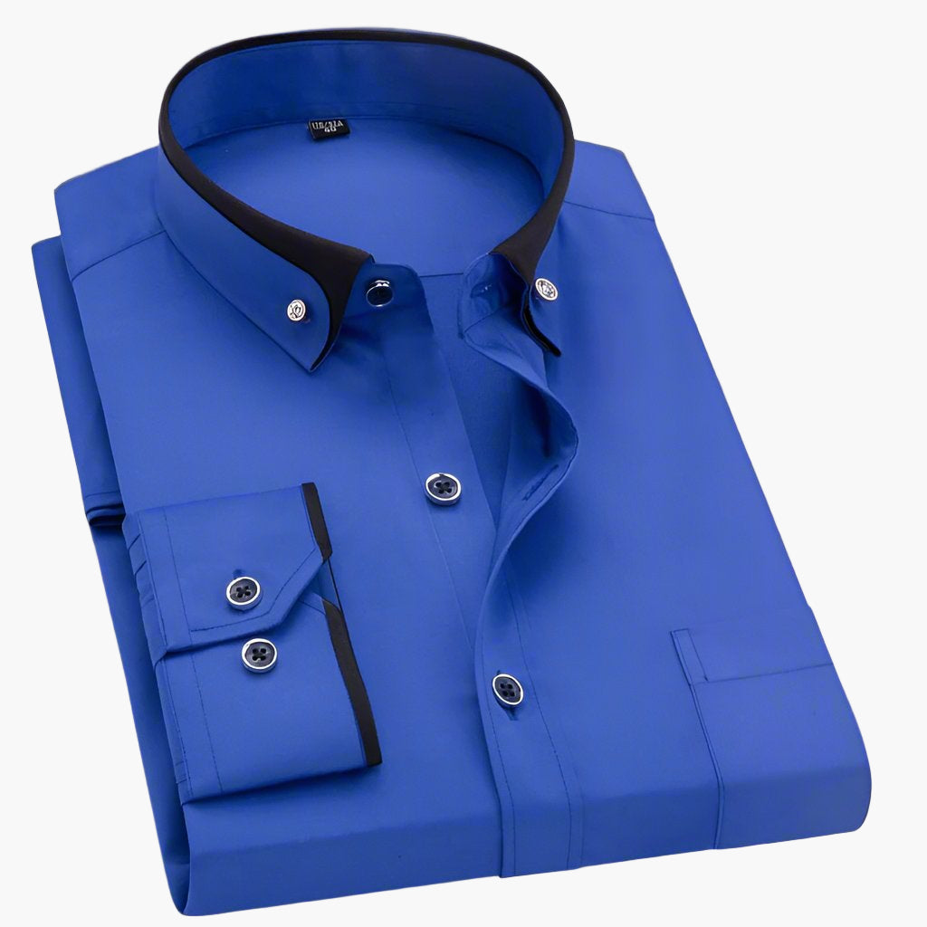 Komfortables Herren Freizeithemd, Langarm, mit modernem Kontrastkragen für einen smart-casual Auftritt.