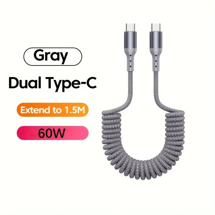 Doppelpack: 100W USB-C Feder-Ladekabel (1+1 GRATIS) für schnelle Ladung & Datenübertragung.