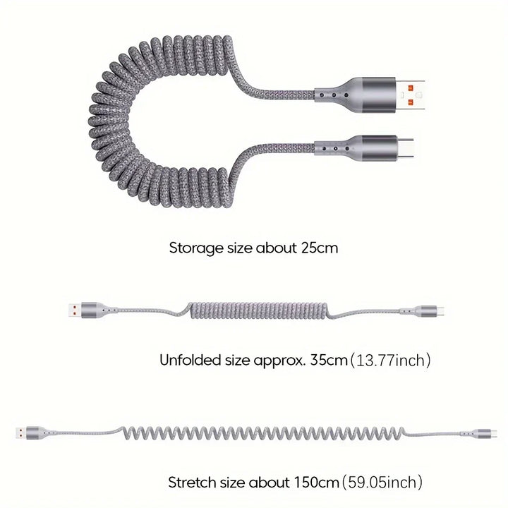 100W USB-C Feder-Ladekabel für Fast Charge, Datentransfer. 1+1 GRATIS Set für Handy & Tablet.