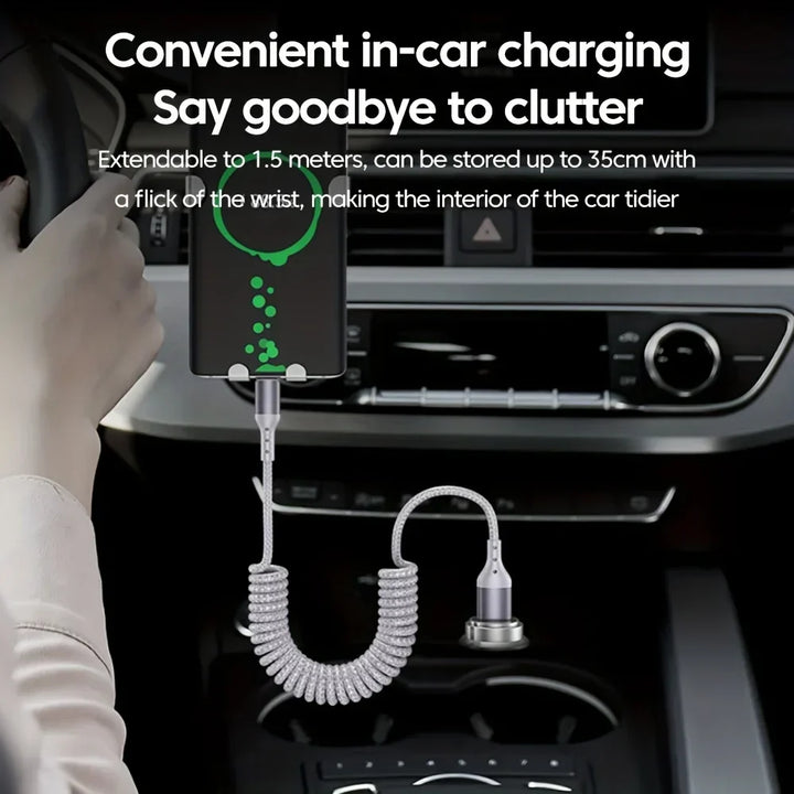 High-Speed 100W USB-C Feder-Ladekabel für schnellen Datentransfer & sicheres Aufladen.