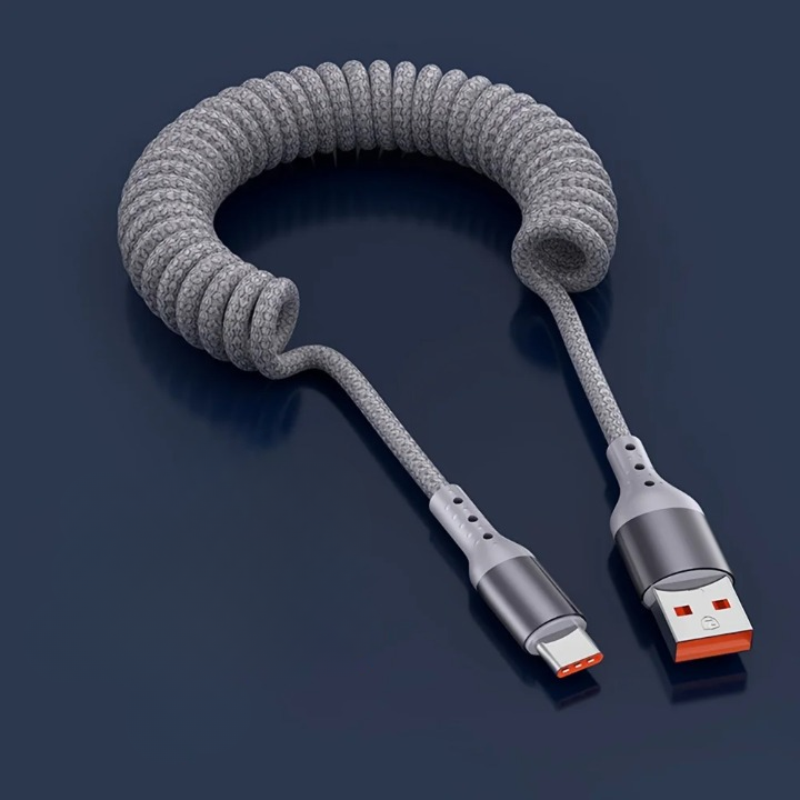 100W USB-C Feder-Ladekabel für schnelles Laden & Datenübertragung. Flexibel, robust & ideal für unterwegs.