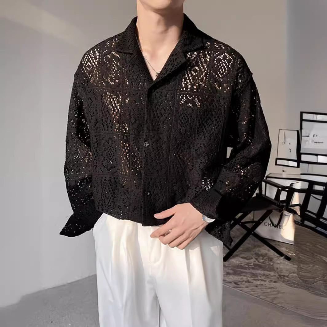 Herren Kuba-Kragen Hemd im lässigen Stil, locker geschnitten für Komfort und Eleganz. Ideal für Freizeit.