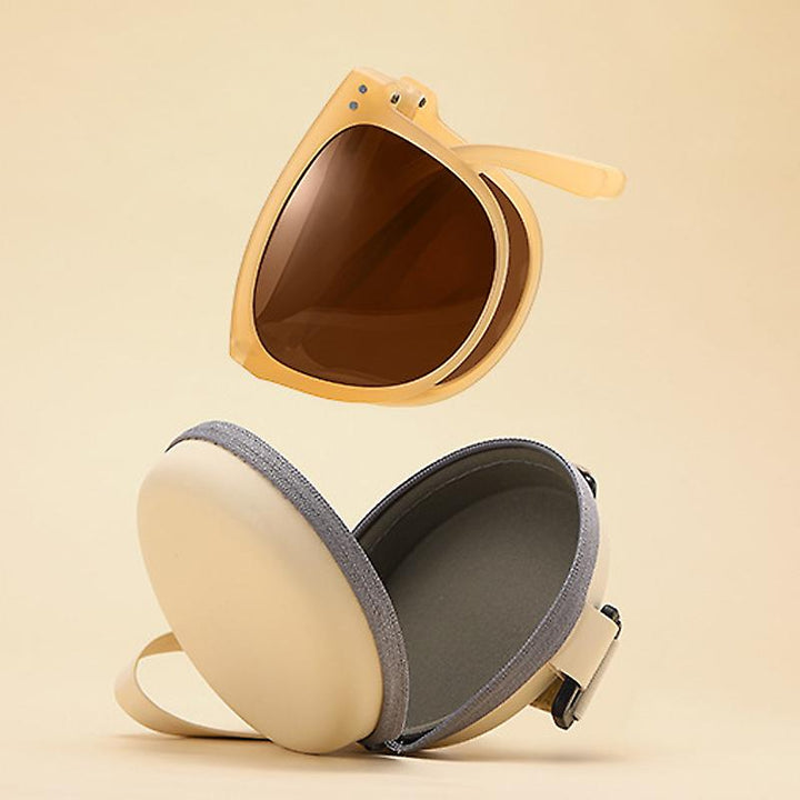 Praktisch-stilvolle, faltbare Unisex-Sonnenbrille, oval, Retro, UV-Schutz für Reisen.