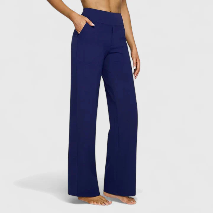 Weite Damen Loungehose Nadine: Bequem & modisch, mit Stretchbund, perfekt für entspannte Momente und trendige Looks.