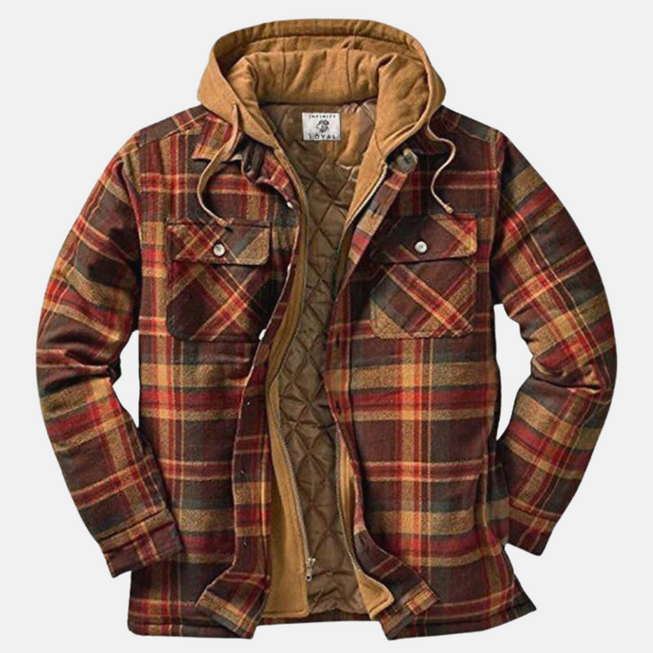 Karierte Herren-Knopfjacke, lässig & warm für Herbst & Winter. Perfekte Outdoormode für Männer.