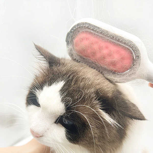 Rosa 2-in-1 Tierkamm mit Massagedusche für sanfte Nassbürste, Fellpflege & Entwirren von Hunde- und Katzenfell.