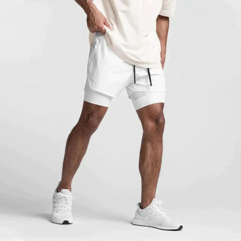 Herren 2-in-1 Sportshorts, atmungsaktiv & komfortabel für Training, Laufen & Fitness im Sommer.