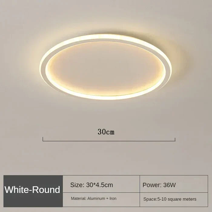 Runde schwarze Deckenlampe, modern-skandinavisch, LED für Wohnzimmer & Schlafzimmer.