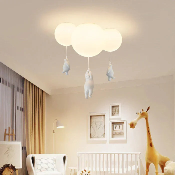 Bär und Ballon LED-Deckenlampe für Kinder. Stilvolle und sichere Kinderzimmerbeleuchtung.