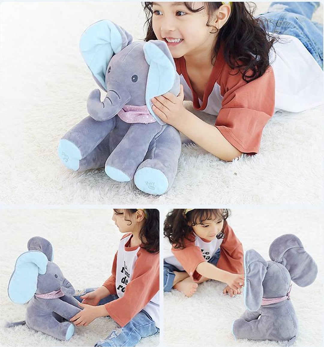 Elefant Ellie, interaktiver Plüschelefant, der singt und Wackelohren bewegt, ideal für Kinder.