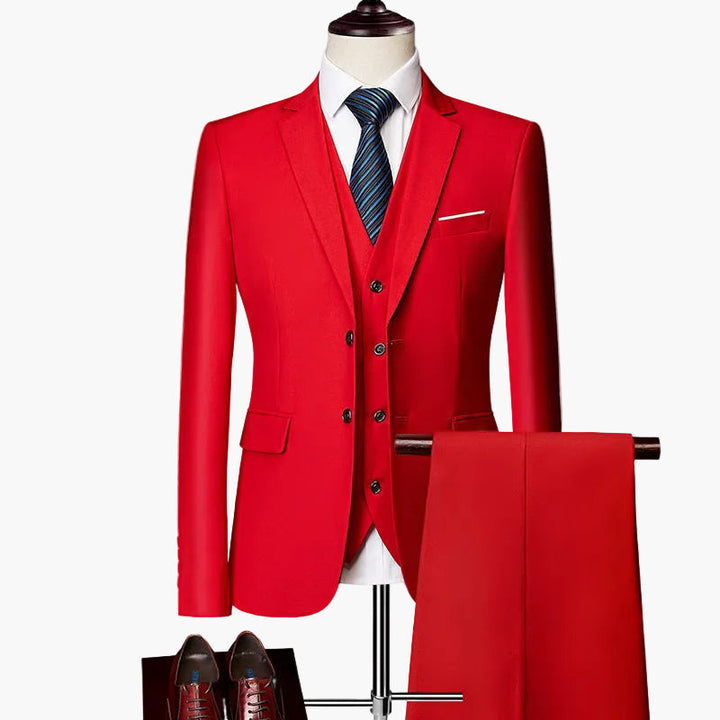 Herren Anzugset 3-teilig Slim Fit: Sakko, Weste & Hose für einen eleganten Business- oder Hochzeitsstil.