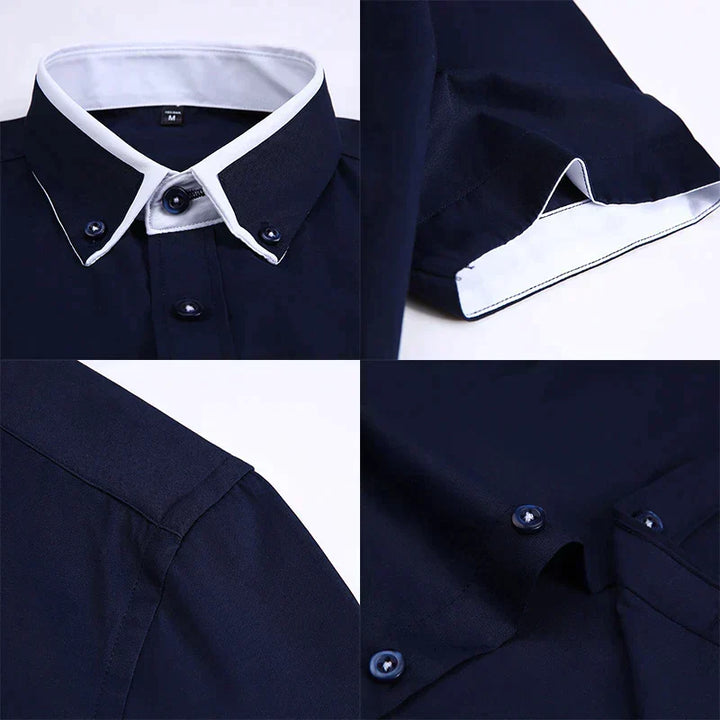 Elegantes Herren Kurzarmhemd; vielseitiger Stil für Business und Freizeit im Frühling.