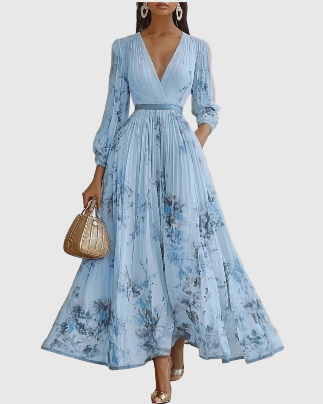 Blumenmuster Sommerkleid für Damen. Plissiertes Midi-Kleid, ärmellos für Freizeit & Eleganz.