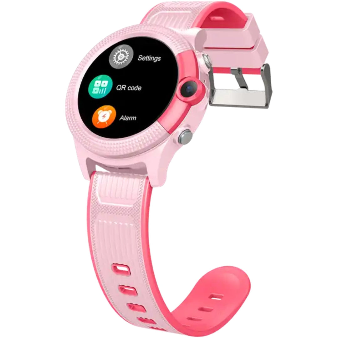 Detailansicht der Kinder Smartwatch mit Farbdisplay, Uhrzeit, Datum und Signalanzeige.