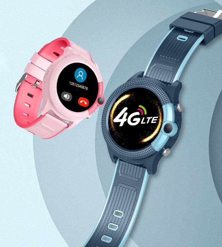 Blaue Kinder Smartwatch mit SIM-Karte und Kamera für sichere Kommunikation und einfache Ortung.