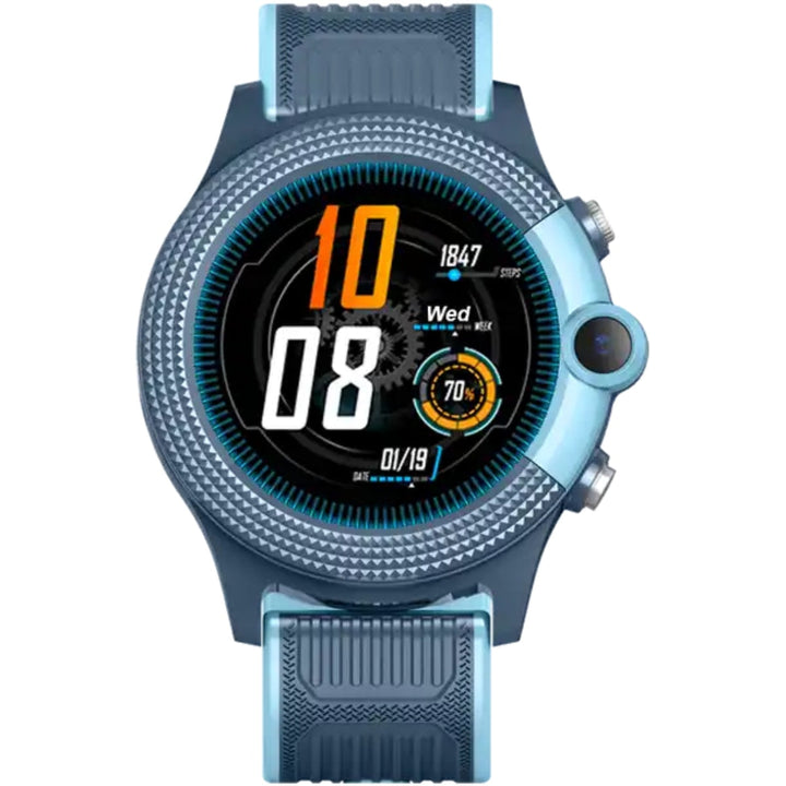 Vorder- und Rückansicht der Kinder Smartwatch mit Ladeanschluss und SIM-Karten-Slot.