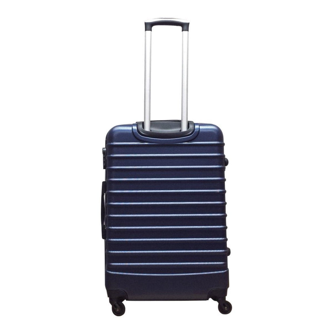 Dunkelblaues 2-teiliges Rollkoffer-Set mit Hartschale, leicht zu manövrieren und modern im Design.