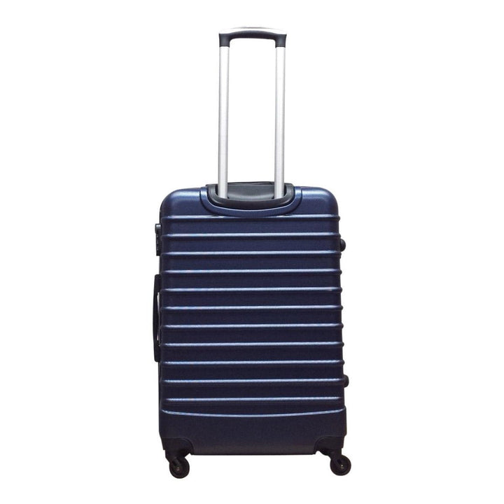 Dunkelblaues 2-teiliges Rollkoffer-Set mit Hartschale, leicht zu manövrieren und modern im Design.