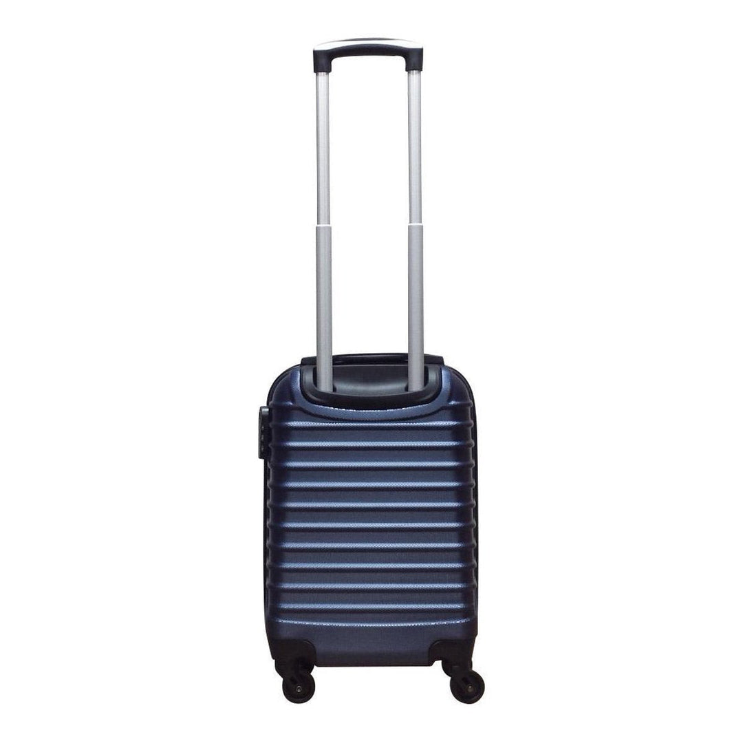 Zwei dunkelblaue Hartschalen-Trolleys für Urlaubs- und Geschäftsreisen, robust und zuverlässig.