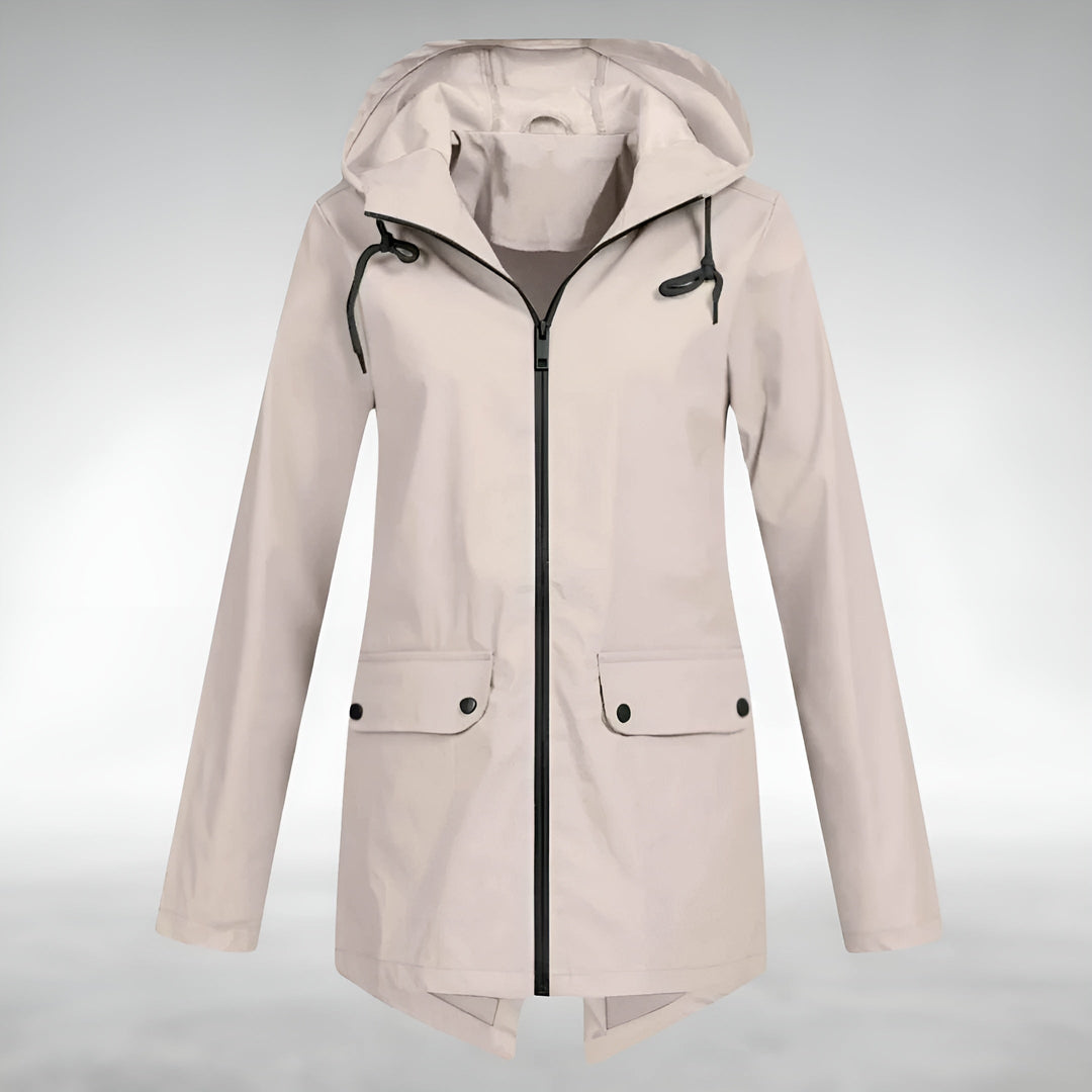 Leichte Damen Übergangsjacke, wasserdicht und atmungsaktiv, mit Kapuze für den Alltag.