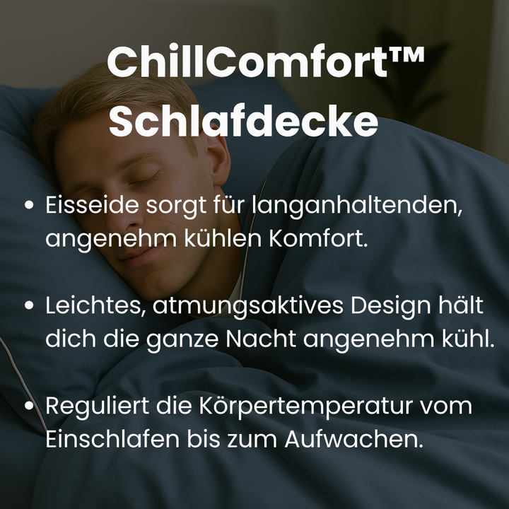 Die leichte, atmungsaktive Eisseide-Decke, unisex, sorgt für kühlen & erholsamen Schlaf.