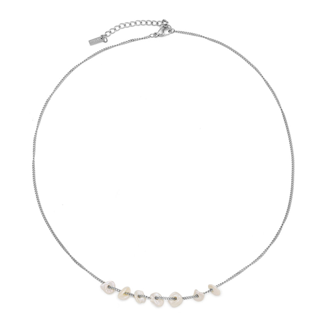 Robuste Edelstahl Perlenkette mit Süßwasserperlen, Gold, wasserfest, verstellbar für Damen.