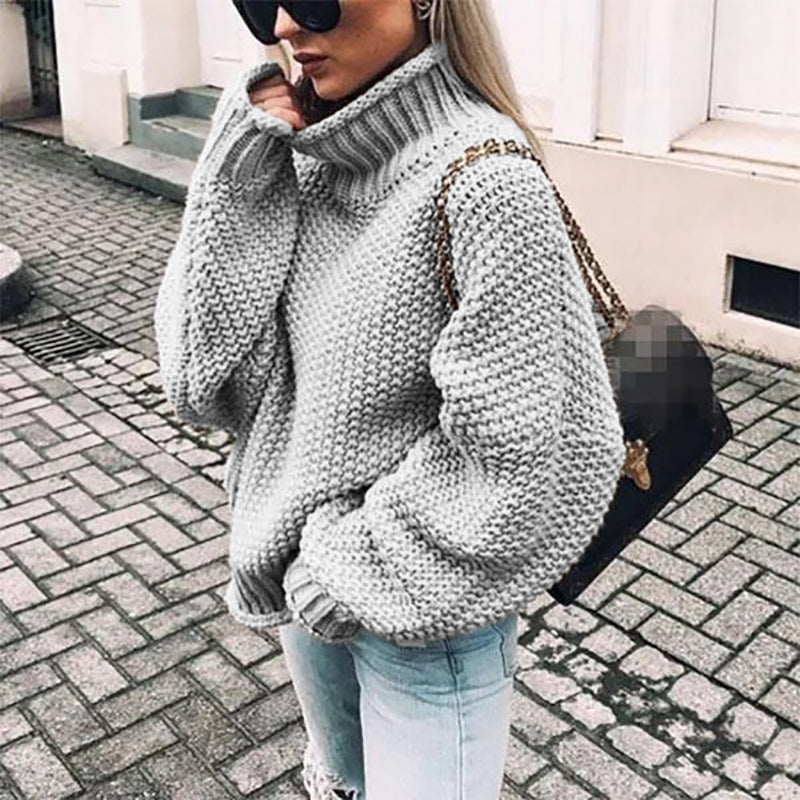 Eleganter Damen Kuschelpullover mit Rollkragen, warmer Winterpullover für gemütliche Stunden.