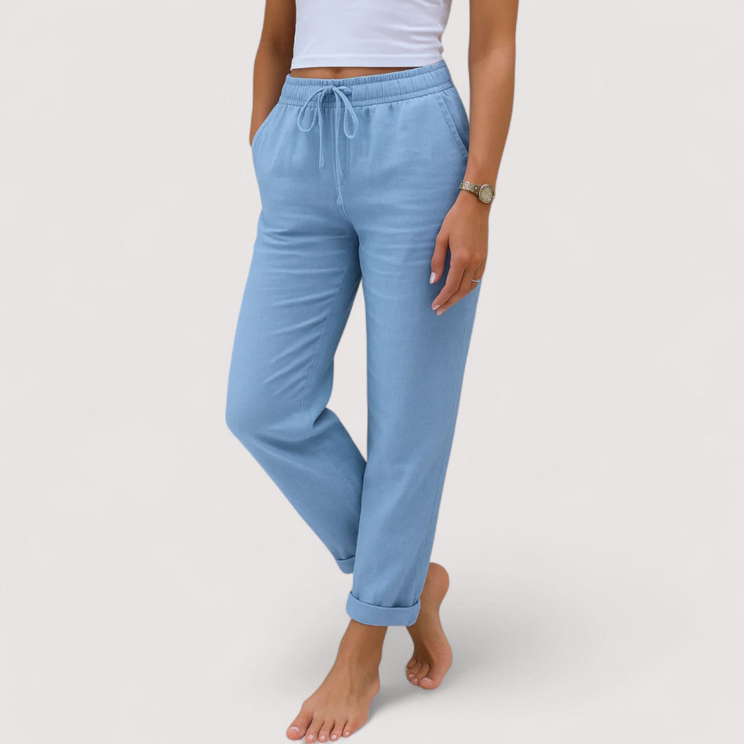 Bequeme Damen Weite Hose. Lässige Eleganthose mit hohem Bund, perfekt für entspannte Tage und sommerliche Outfits.
