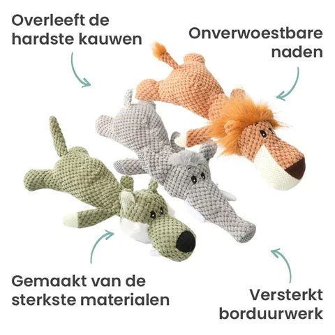 Langlebiges Hundespielzeug in Wolf-Form, perfekt für aggressive Kauer.