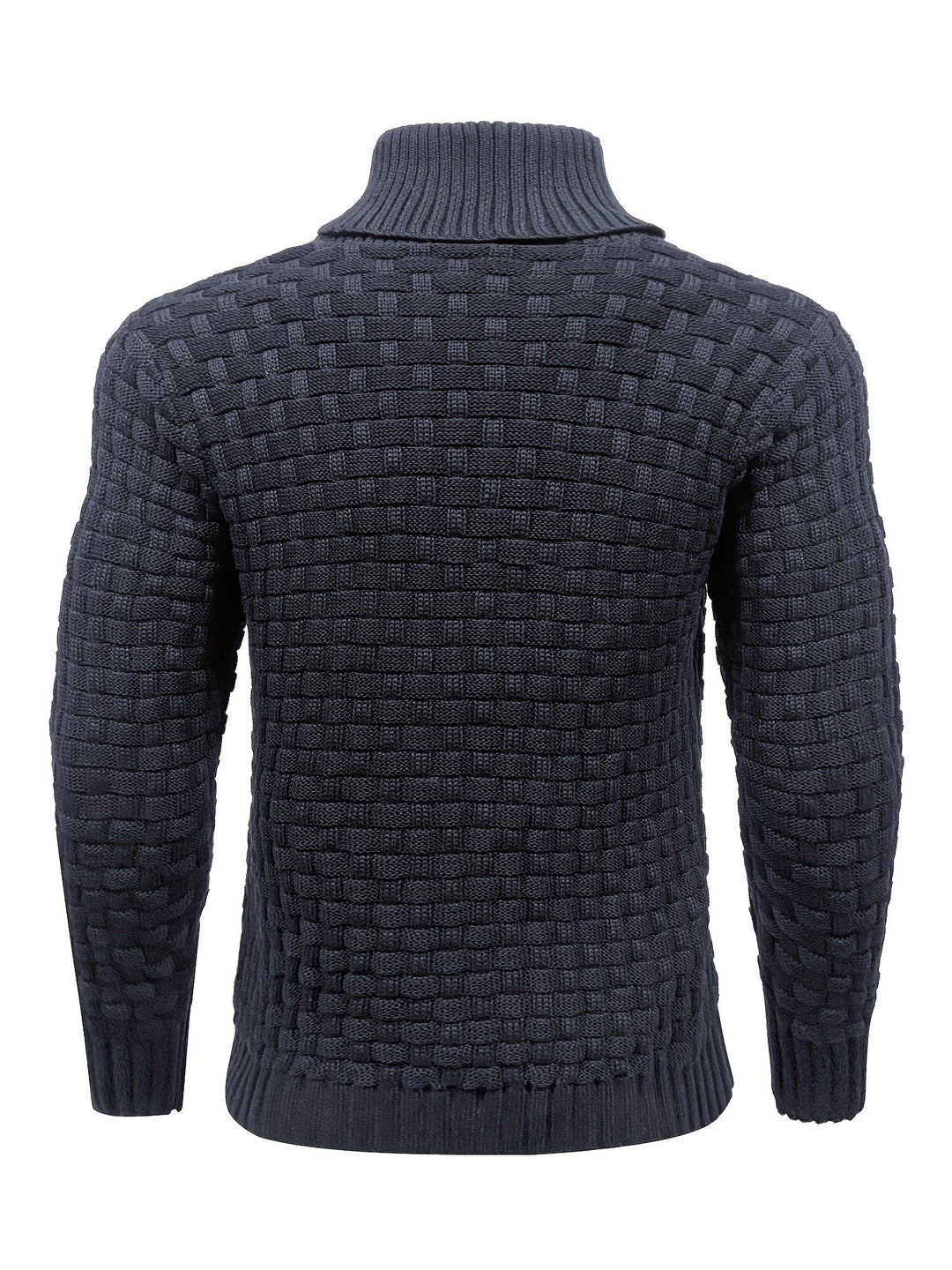 Stilvoller Herren Waffelstruktur Pullover. Schalkragen, ideal für elegante Herbstmode.