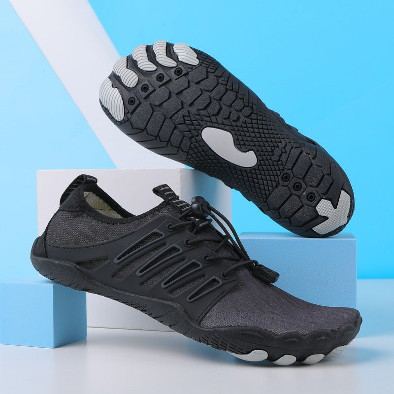 Gesundheitsschuhe Damen: Orthopädische Slip-on Barfußschuhe mit elastischer Schnürung, ideal für Komfort.