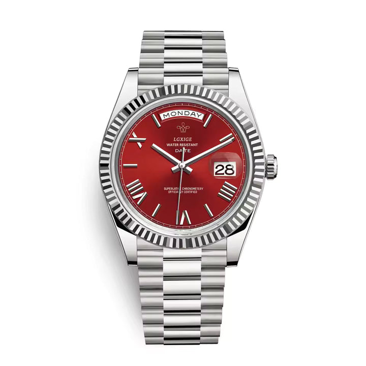 Robustes Mineralglas schützt das klare Zifferblatt der Herren Armbanduhr, perfekte Sicht auf die Zeit.