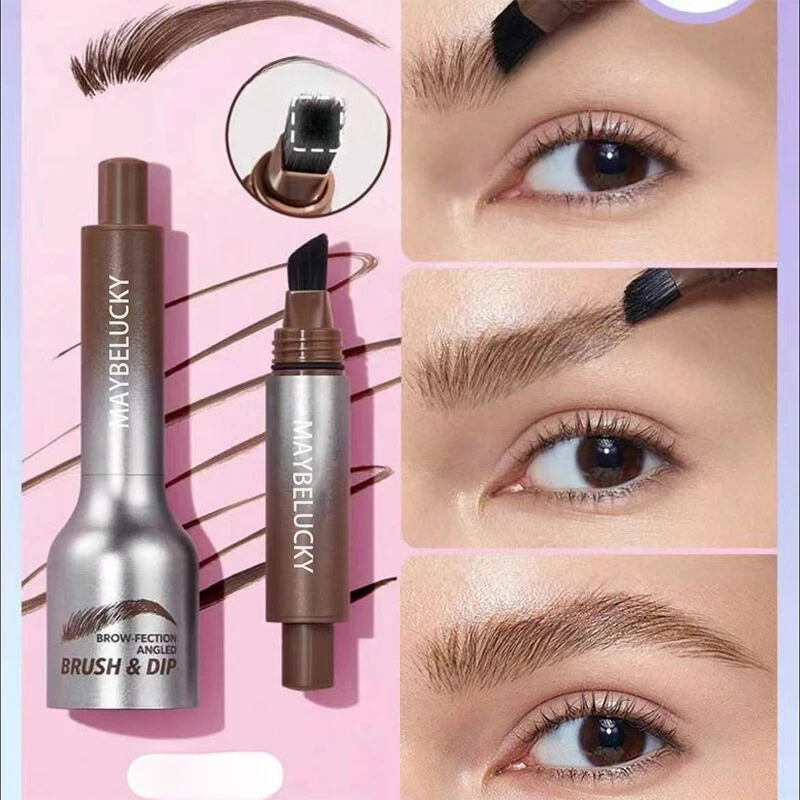 Vorher-Nachher: Perfekte, definierte Augenbrauen mit wasserfestem Färbestift. Langanhaltendes Beauty Make-up.